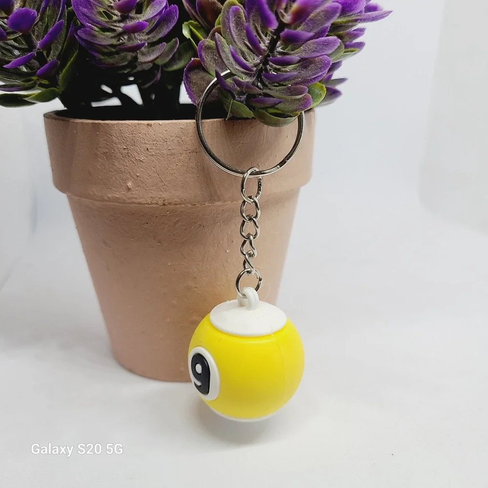 Billiard‎ Ball Number 9 Yellow Keychain Men Accessory Fun Novelty Gift NEW
